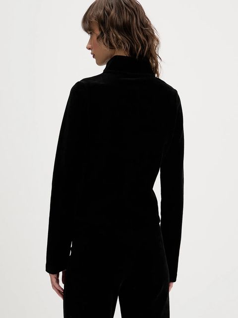 Hugo Blue bluza welurowa damska kolor czarny gładka 50549486