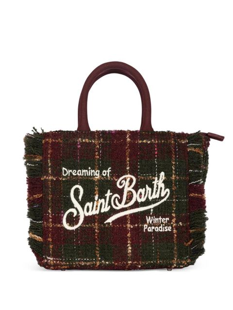 MC2 Saint Barth fringed plaid tote bag - Red - zdjęcie produktu nr 1