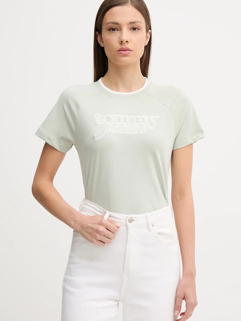 Tommy Jeans t-shirt bawełniany damski kolor zielony DW0DW21388 - zdjęcie produktu nr 1