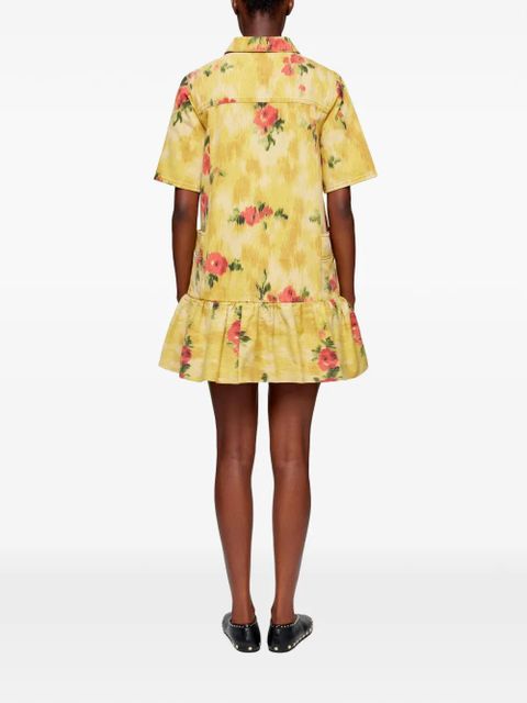 GANNI floral-print pocket mini dress - Yellow