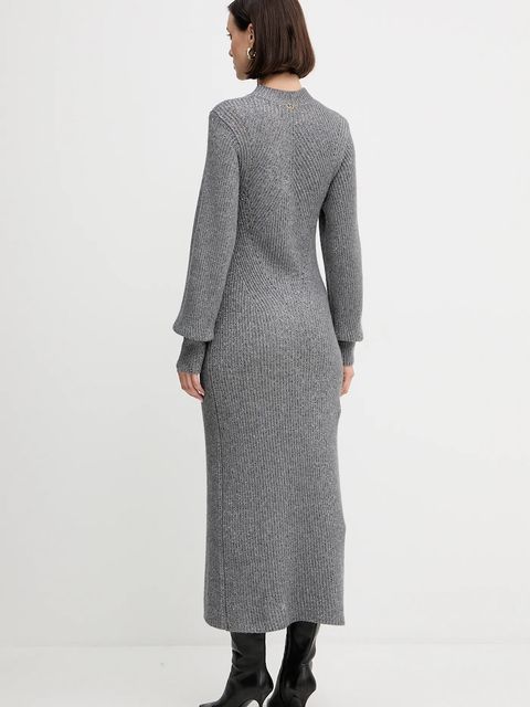 Twinset sukienka z wełną kolor szary maxi prosta 252TT3460