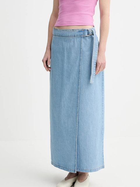 Levi's spódnica jeansowa COLUMN WRAP SKIRT kolor niebieski maxi prosta 001VG - zdjęcie produktu nr 1