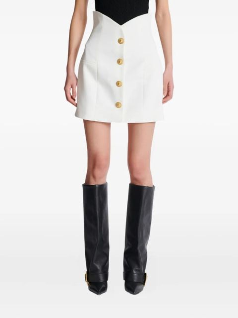 Balmain decorative-button mini skirt - White
