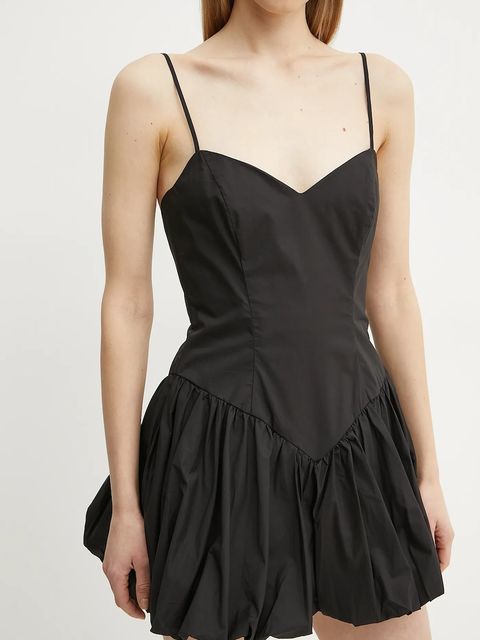 Bardot sukienka bawełniana kolor czarny mini rozkloszowana 59794DB