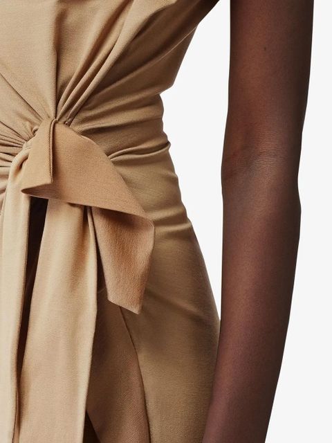 Burberry Tie Detail Tri-tone Silk Jersey Dress - Neutrals
