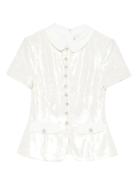 Self-Portrait sequin-embellished top - White - zdjęcie produktu nr 1