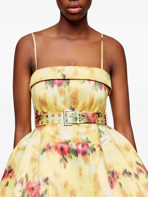 GANNI floral belted mini dress - Yellow