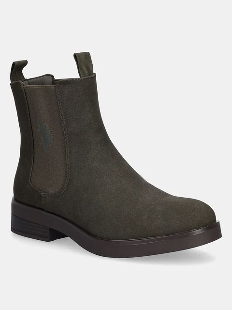 U.S. Polo Assn. sztyblety YLENIA003W damskie kolor zielony na płaskim obcasie YLENIA003W/EH1 - zdjęcie produktu nr 1