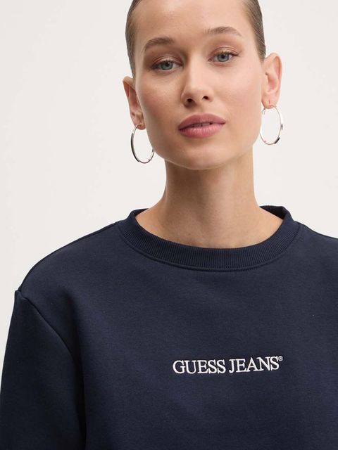 Guess Jeans bluza damska kolor granatowy z aplikacją W4YQ10 KC811