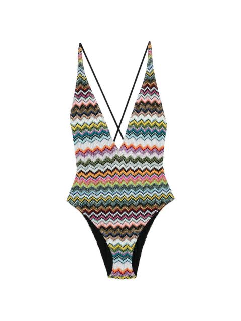 Missoni chevron V-neck swimsuit - Black - zdjęcie produktu nr 1