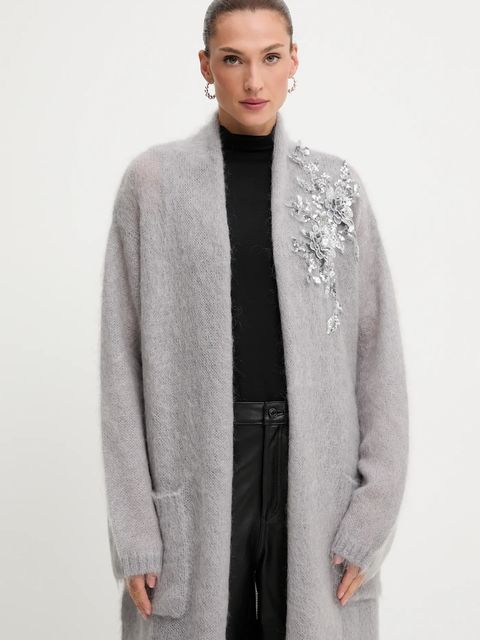Blugirl Blumarine kardigan z dodatkiem wełny damski kolor szary ciepły RF5080.MS037
