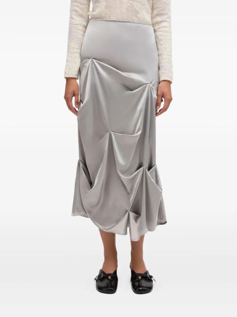GANNI asymmetrical-hem draped midi skirt - Grey - zdjęcie produktu nr 2