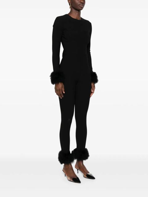 Blumarine feather-trim jumpsuit - Black