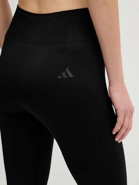 adidas Performance legginsy treningowe We Knit damskie kolor czarny gładkie JX3901