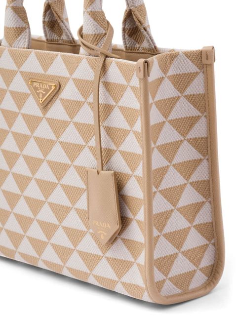 Prada small Symbole jacquard tote bag - Neutrals