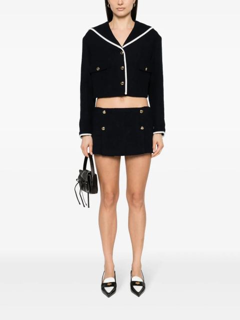 Miu Miu pleat-detail tweed skirt - Blue - zdjęcie produktu nr 2