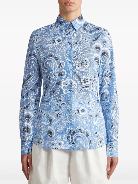 ETRO paisley-print cotton blend shirt - Blue