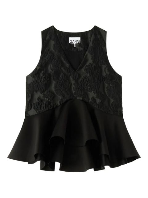 GANNI floral ruffled top - Black - zdjęcie produktu nr 1