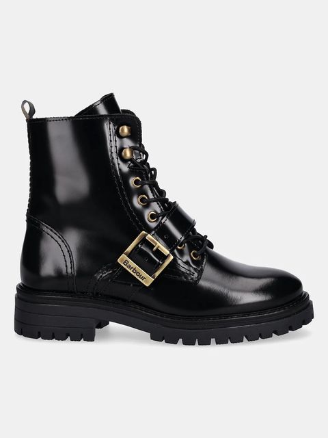 Barbour botki skórzane Ouseburne damskie kolor czarny na płaskim obcasie LFO0772BK71 - zdjęcie produktu nr 2