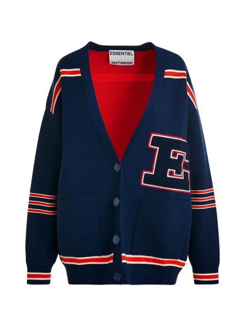 Essentiel Antwerp striped letter-appliqué cardigan - Blue - zdjęcie produktu nr 1