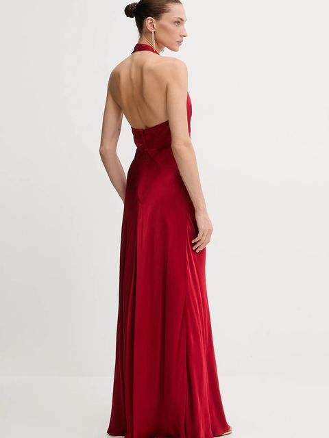 Bardot sukienka kolor czerwony maxi rozkloszowana 60125DB