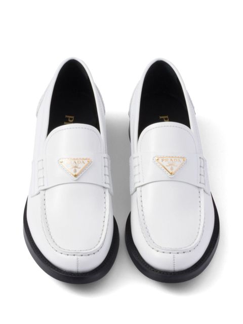 Prada brushed leather loafers - White - zdjęcie produktu nr 2