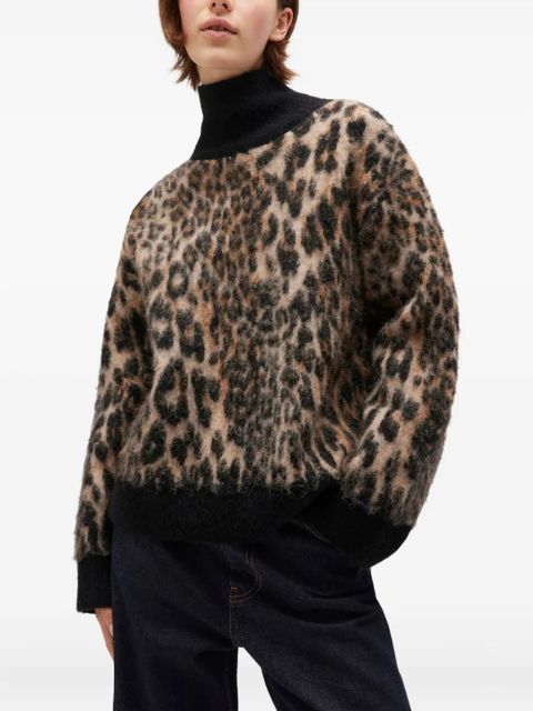 GANNI open-back leopard-print sweater - Neutrals - zdjęcie produktu nr 1