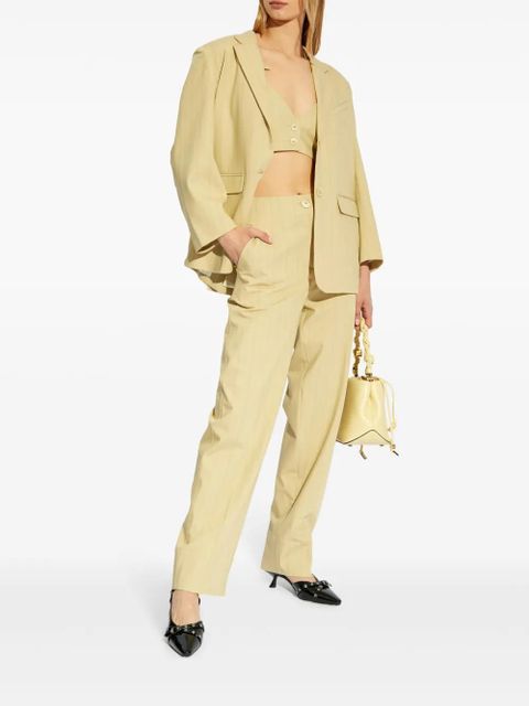 GANNI striped boxy blazer - Neutrals