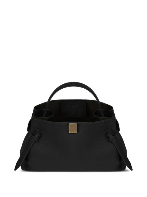 Yuzefi top handle embossed logo gyoza bag - Black