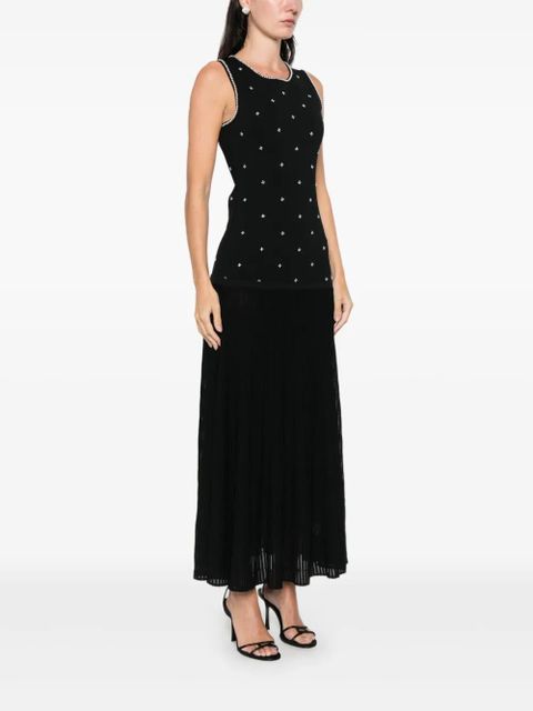 SANDRO floral-embellishment knitted maxi dress - Black