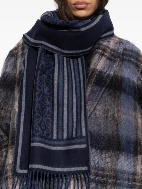 LOEWE fringed patterned scarf - Blue