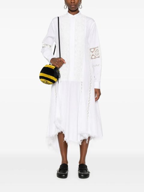 LOEWE lace-panelling midi dress - White