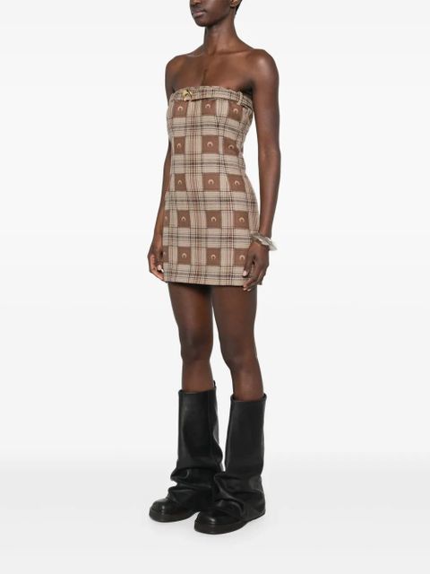 Marine Serre moon check-jacquard mini dress - Brown - zdjęcie produktu nr 2