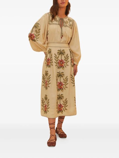 FARM Rio Tropical Flower embroidered blouse - Neutrals - zdjęcie produktu nr 1