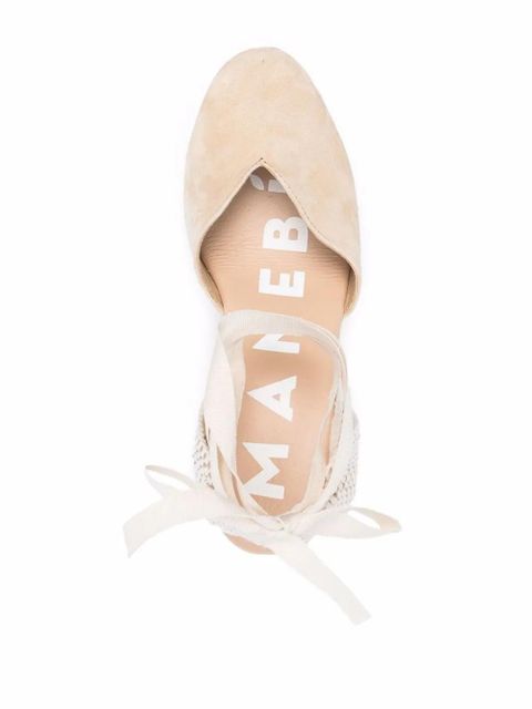 Manebi Hamptons lace-up wedge espadrilles - Neutrals