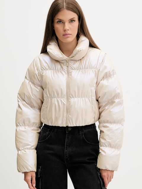 adidas Originals kurtka Ess Glossy kolor beżowy zimowa oversize JX2985 - zdjęcie produktu nr 1