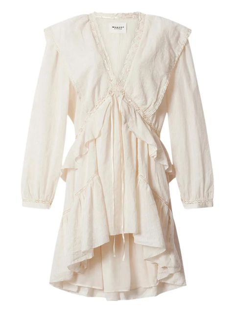 MARANT ÉTOILE Damya lace ruffled mini dress - Neutrals - zdjęcie produktu nr 1