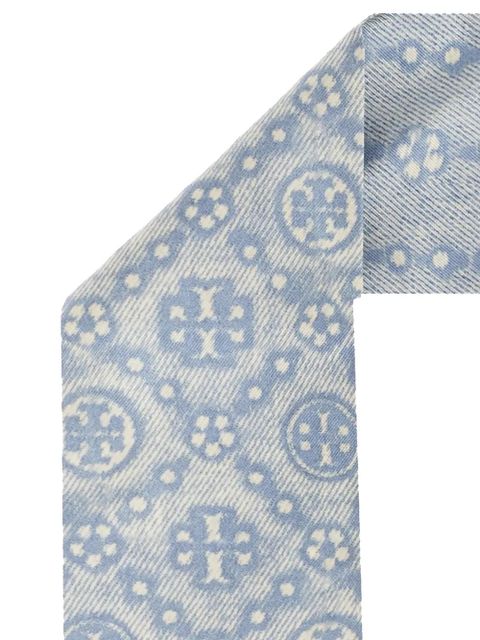 Tory Burch pattern silk scarf - Blue - zdjęcie produktu nr 2