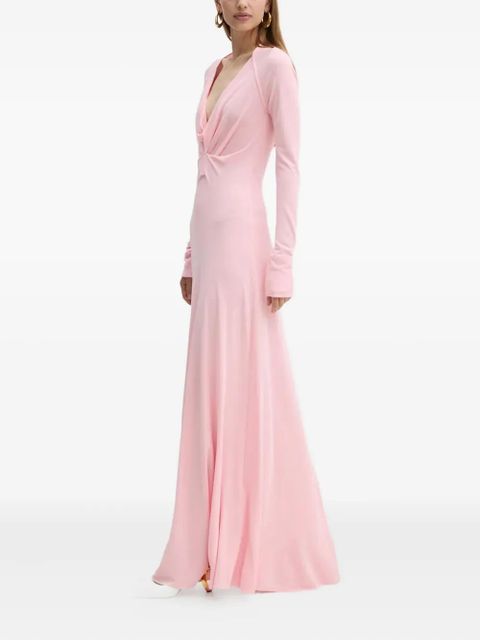 Victoria Beckham long-sleeve twisted maxi dress - Pink