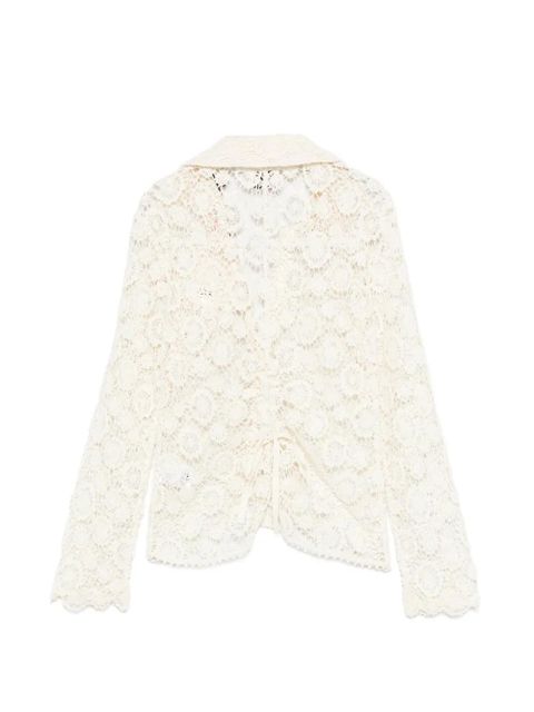 ISABEL MARANT Yana floral-lace long-sleeve shirt - Neutrals - zdjęcie produktu nr 2