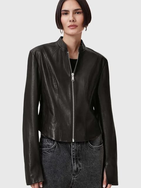 AllSaints kurtka skórzana SADLER kolor czarny przejściowa W139LB - zdjęcie produktu nr 1