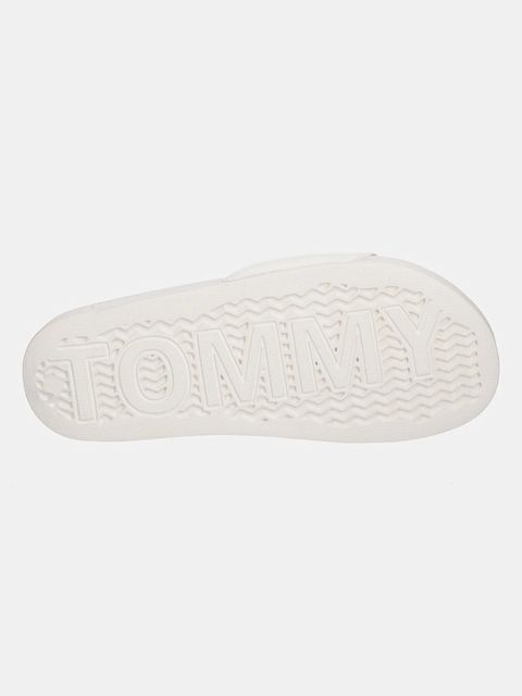 Tommy Jeans klapki FLAG POOL SLIDE PATENT damskie kolor beżowy EN0EN02901