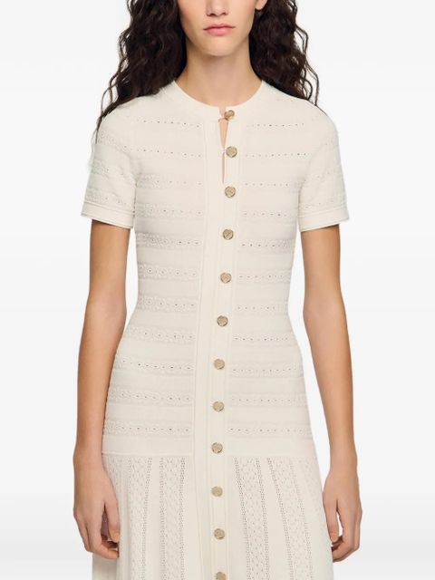 SANDRO button knitted midi dress - Neutrals