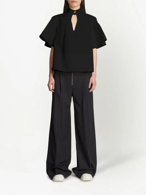Proenza Schouler pintuck-detail short-sleeved blouse - Black - zdjęcie produktu nr 2