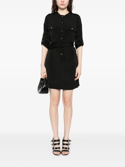 TOM FORD textured belted mini shirt dress - Black