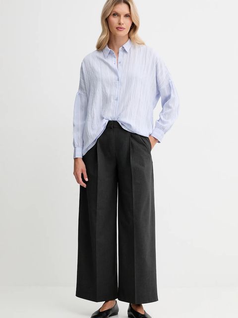 Sessun spodnie damskie kolor szary szerokie medium waist 25107014