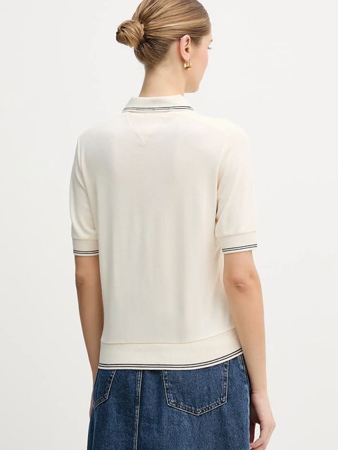 Tommy Hilfiger polo damski kolor beżowy WW0WW47853 - zdjęcie produktu nr 2
