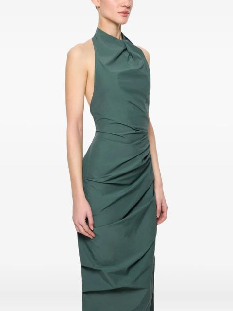 Paris Georgia June halterneck gathered midi dress - Green