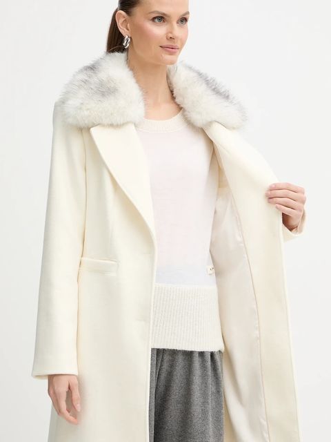 Guess płaszcz z dodatkiem wełny KAROLE kolor beżowy W5BL19 W2642