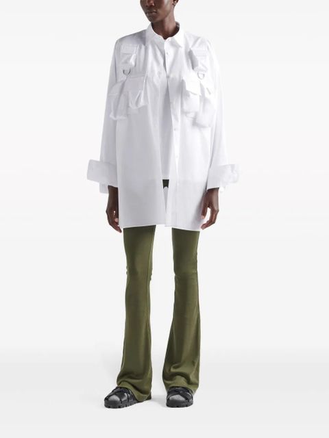 Prada triangle-logo cotton flared trousers - White - zdjęcie produktu nr 2